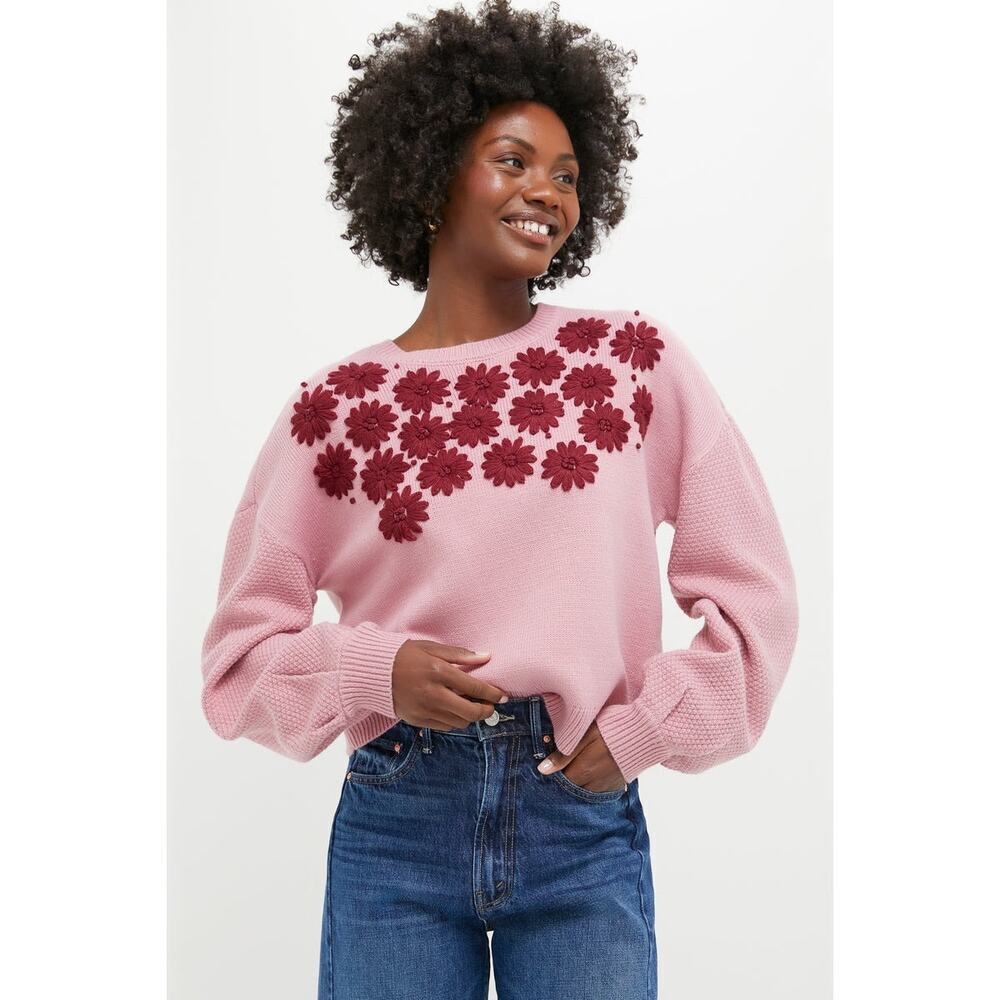 HYACINTH HOUSE Rose Embroidered Floral Francine Sweater Size XXL NWT